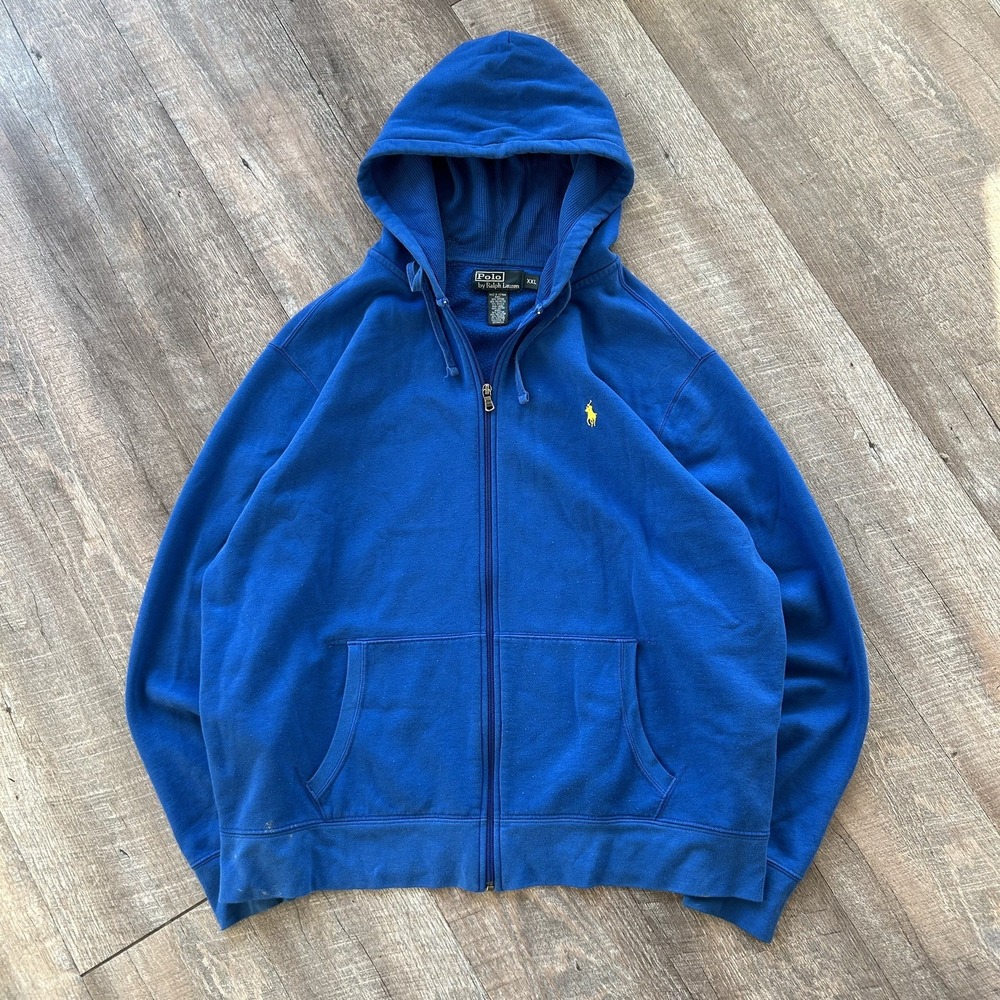 Vintage Polo Ralph Lauren Mens Size XXL Thermal Fleece Lined Full Zip Blue